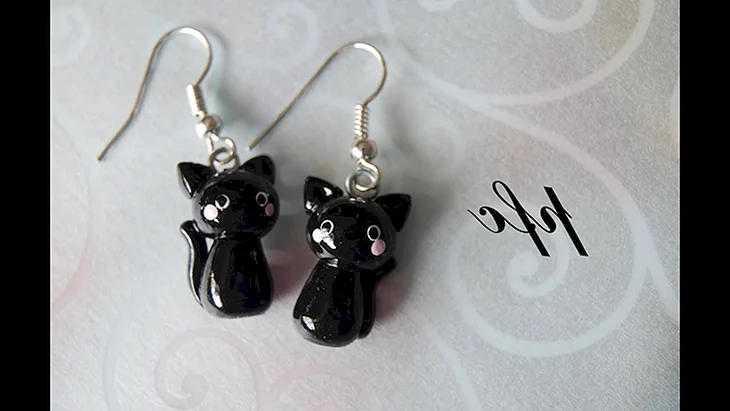 Black Earrings Polimer Clay