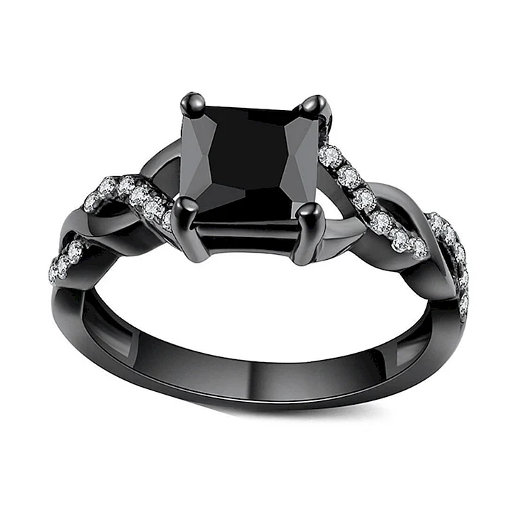 Black Sapphire Band Sterling Silver Mens Ring