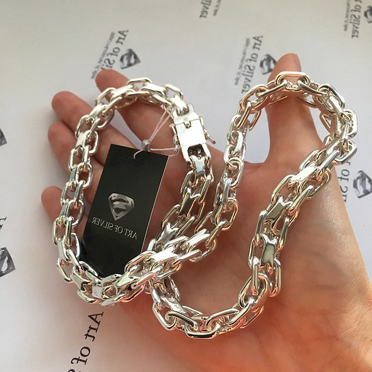 Двойной якорь Цепочки серебро