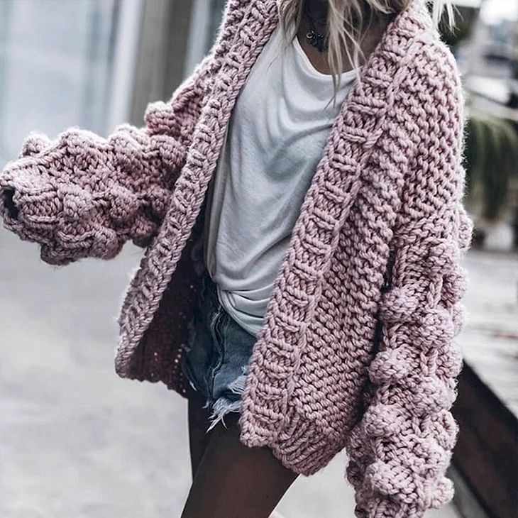 Кардиган Oversize Малинка спицами