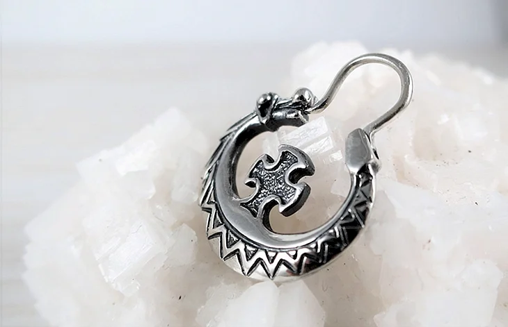 Казачья серьга серебряная 925 проба мужская