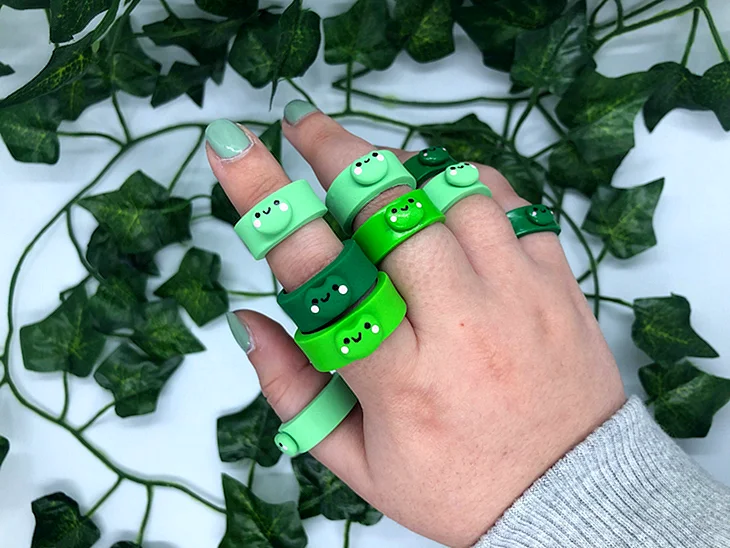 Кольца жабки из полимерной глины