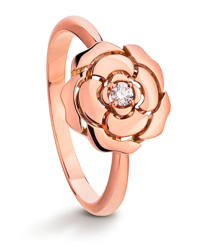 Кольцо Chanel Camelia j11662, розовое золото