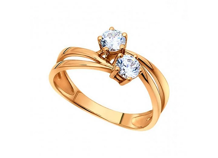 Кольцо из золочёного серебра со Swarovski Zirconia