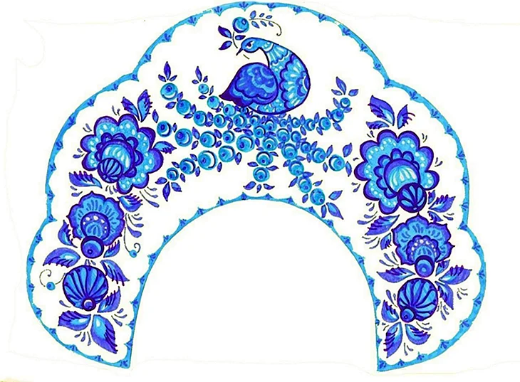 Рисование кокошник Гжель