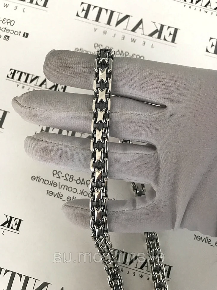 Серебряная цепь двойной якорь