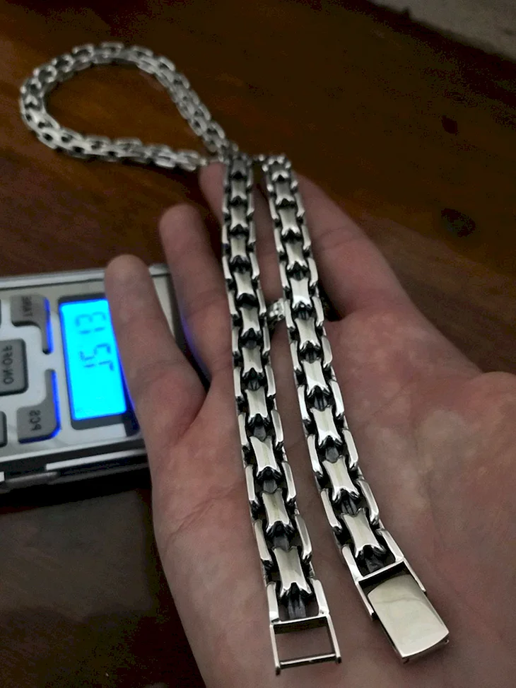 Серебряная цепь двойной якорь 100г