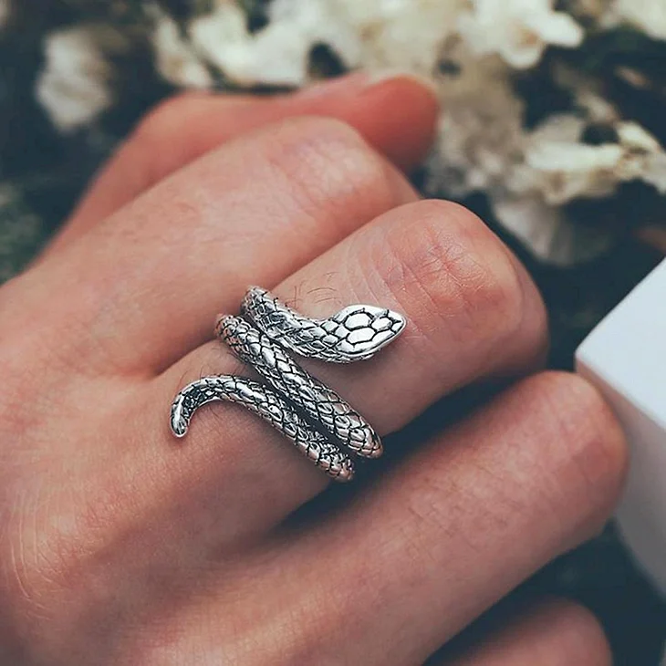 Серебряное кольцо «змея»