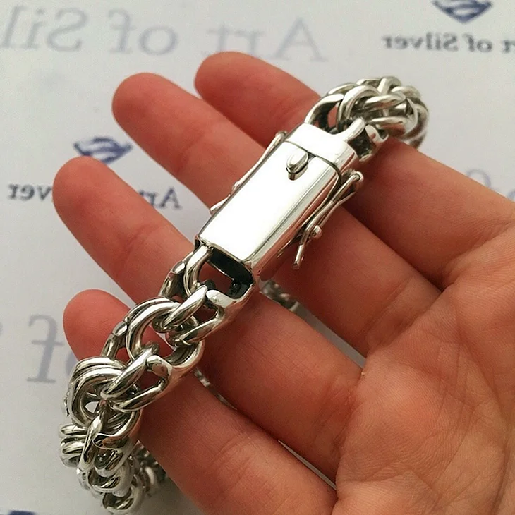 Серебряный браслет мужской круглый бисмарк