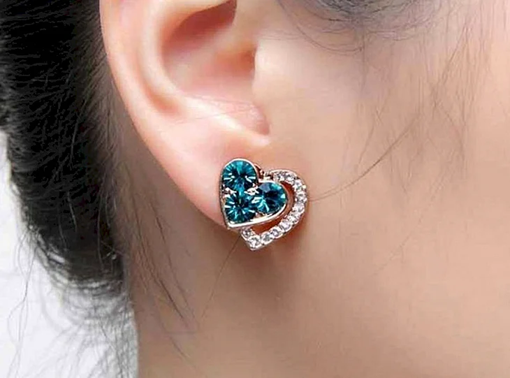 Сережки сердечки синие