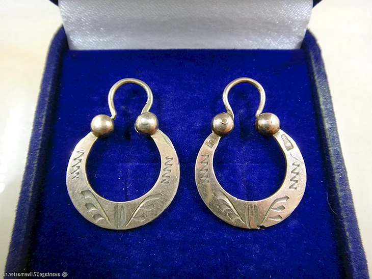 Серьга Советская серебряная 875 калачи