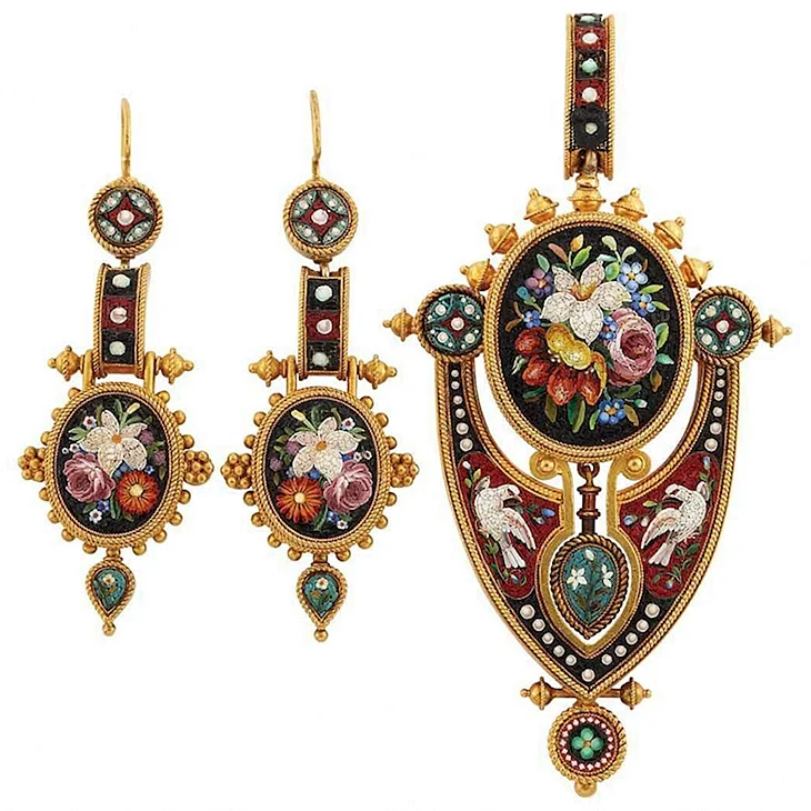 Серьги антик микромозаика
