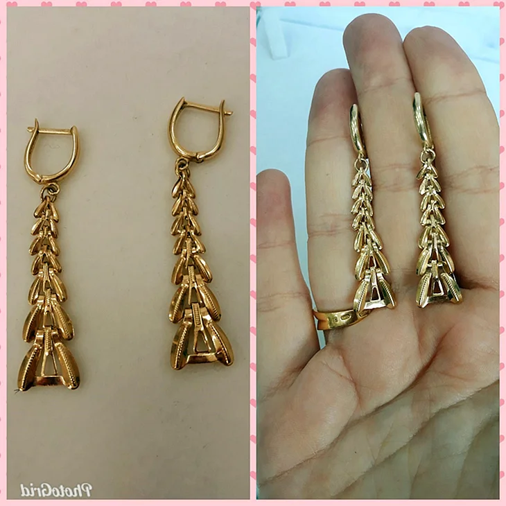 Серьги елочка золотые