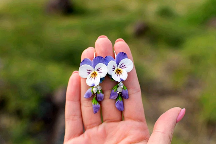 Серьги фиолетовые глазки