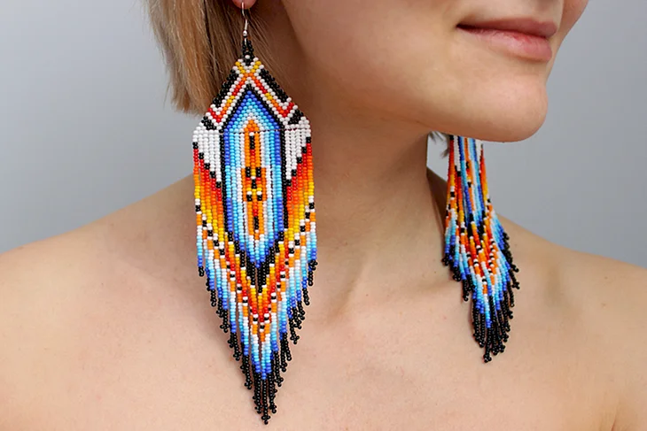 Серьги из бисера в индейском стиле