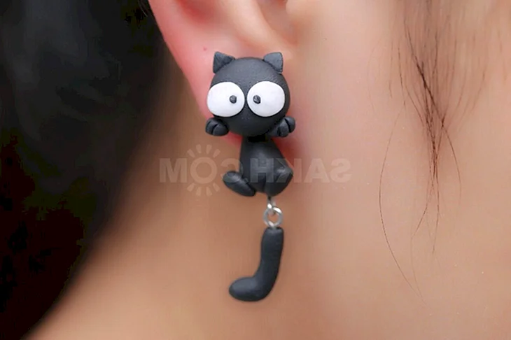 Серьги из полимерной глины котики