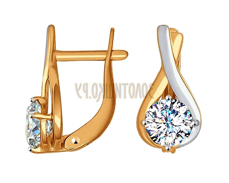 Серьги из золота с жёлтыми Swarovski Zirconia