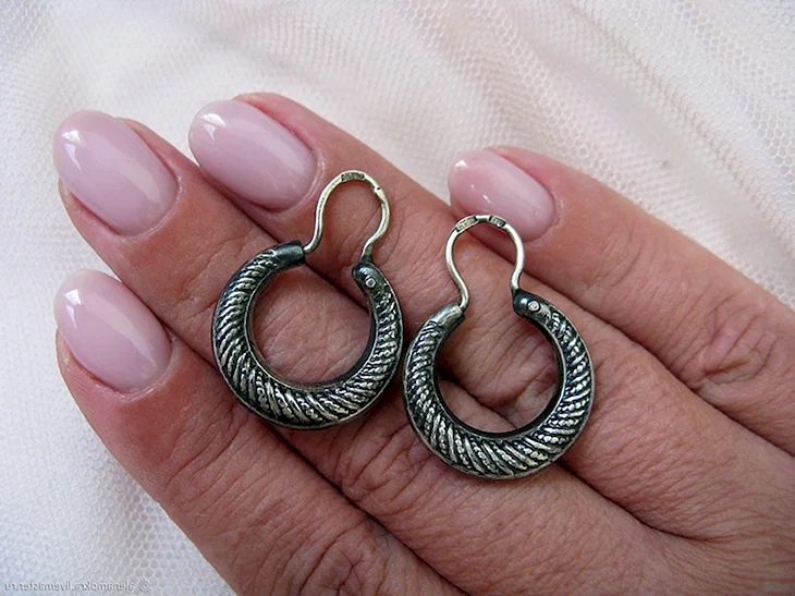 Серьги калачи серебро 875