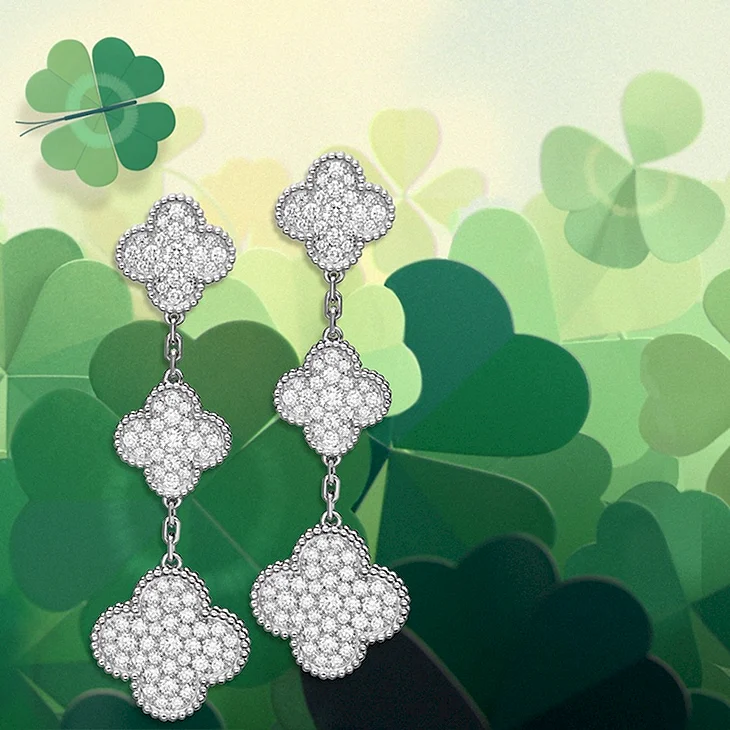 Серьги Клевер van Cleef