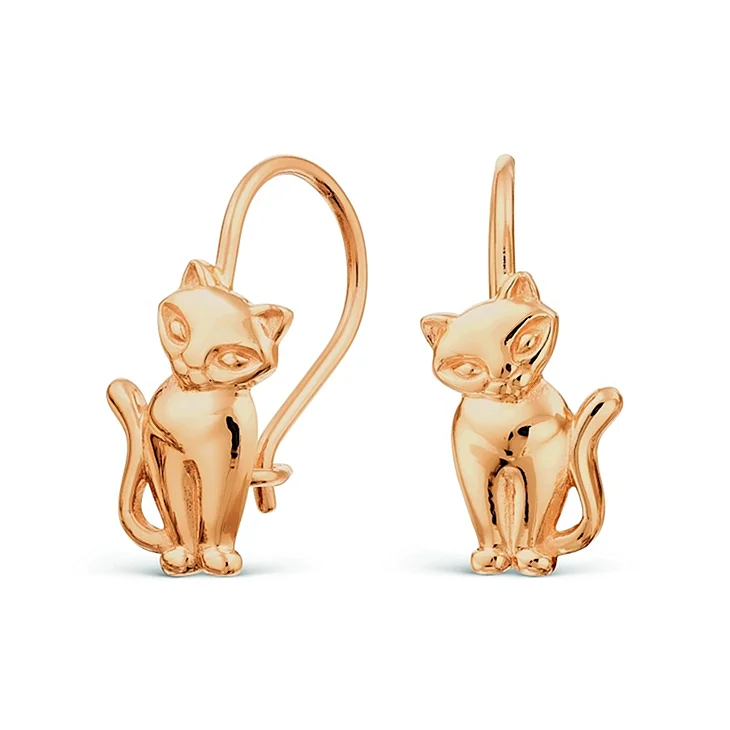 Серьги кошки золото