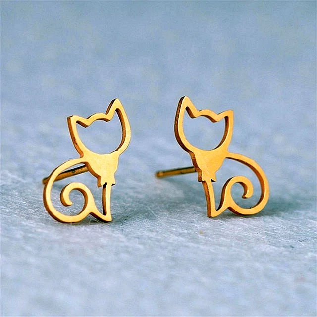 Серьги кошки золото