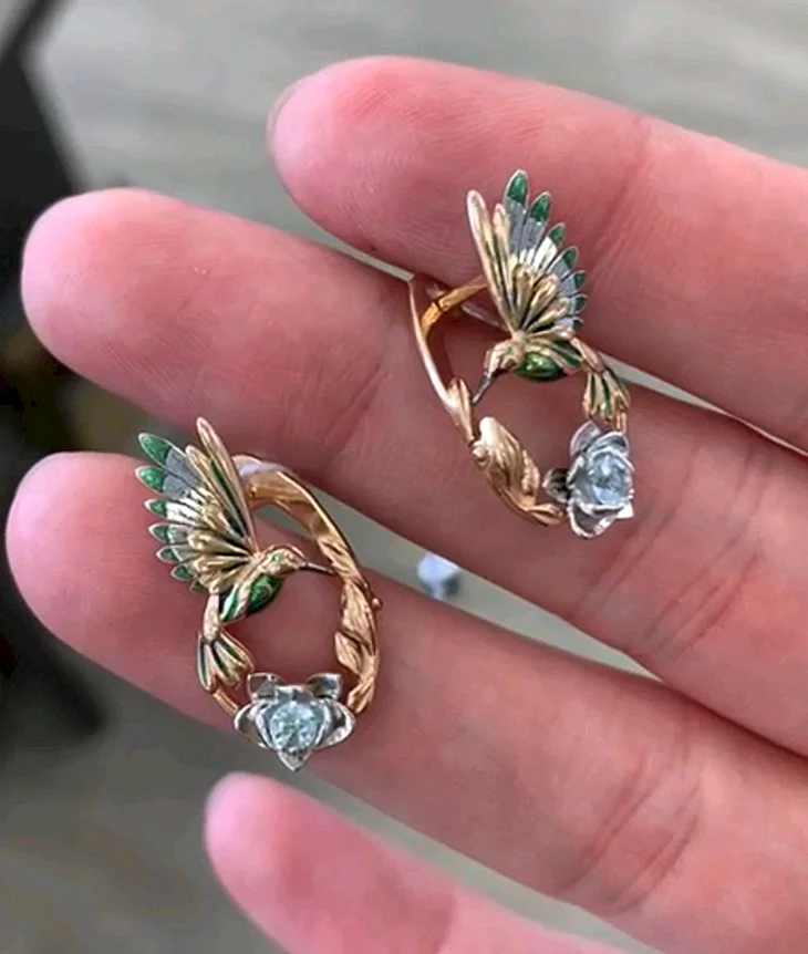 Серьги с Колибри 585