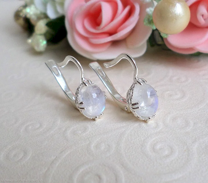 Серьги с лунным камнем Silver Silver