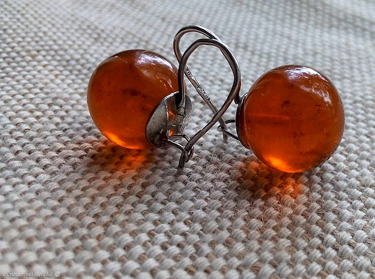 Серьги серебро 875 янтарь
