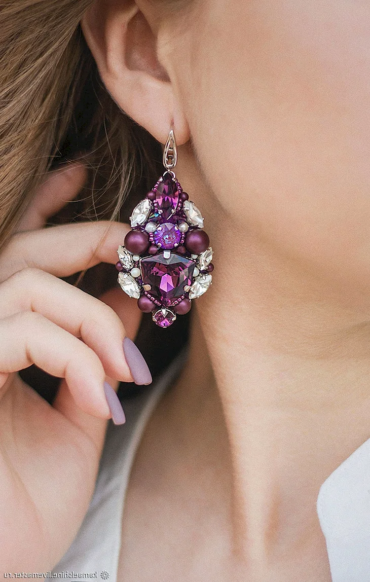 Серьги Swarovski фиолетовые