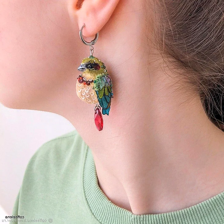 Серьги Swarovski с птичками