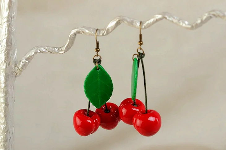 Серьги вишни из полимерной глины