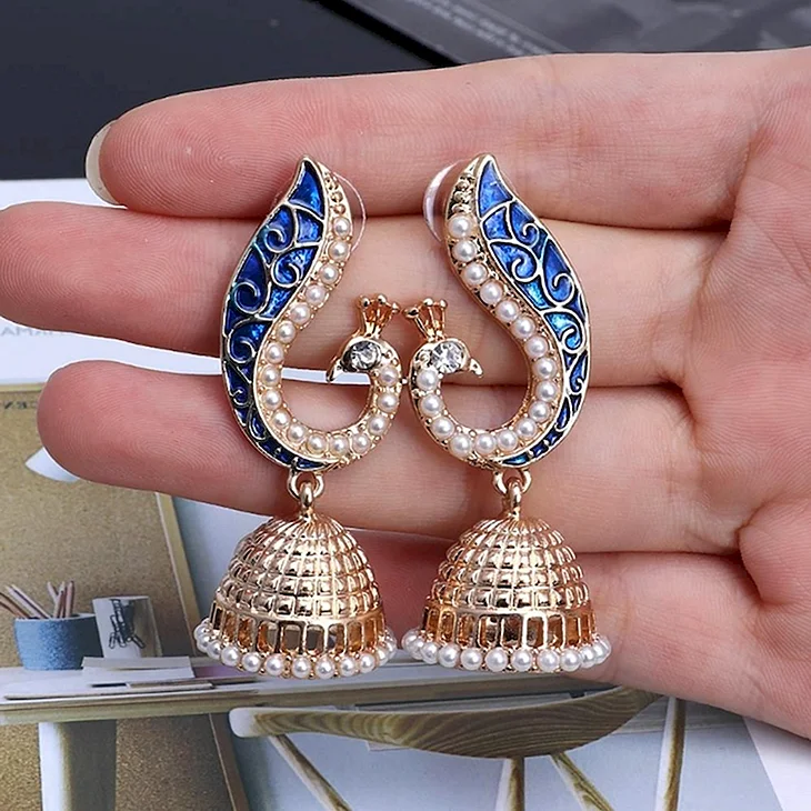 Серьги Жар птица золото цыганские