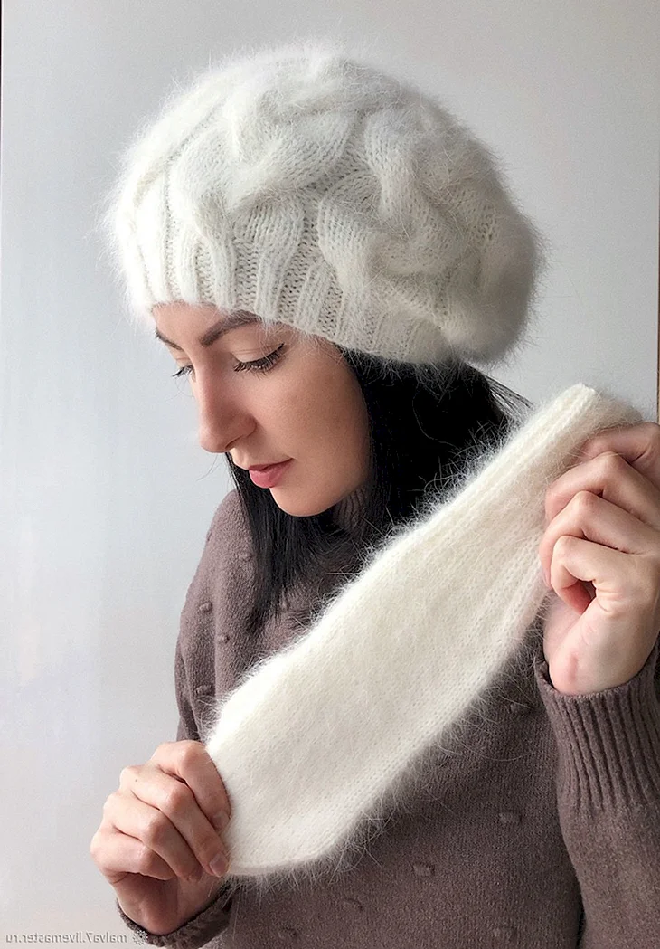 Шапка из пряжи норка
