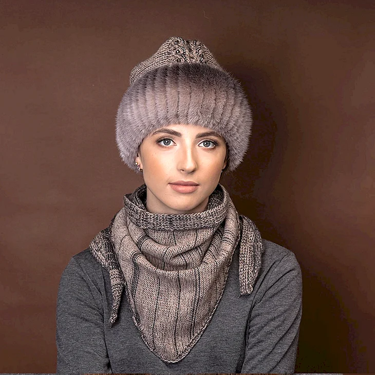 Шапка косынка из норки