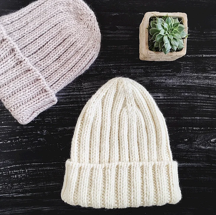 Шапка резинка 2х2 Alize Wool Cotton