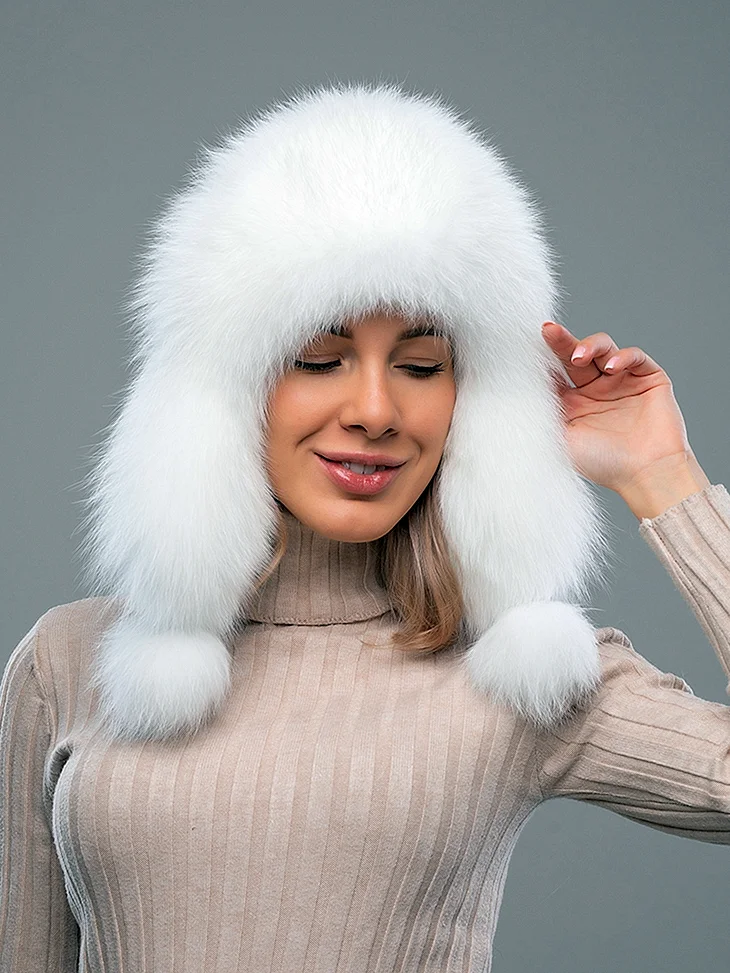 Шапка ушанка женская белая