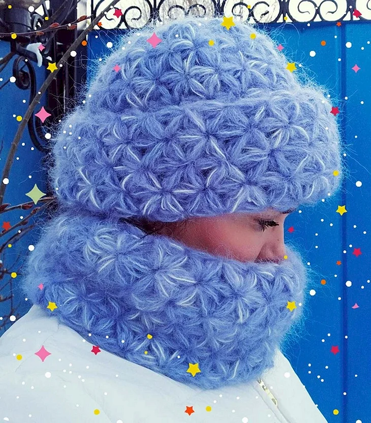 Шапка узором звездочки