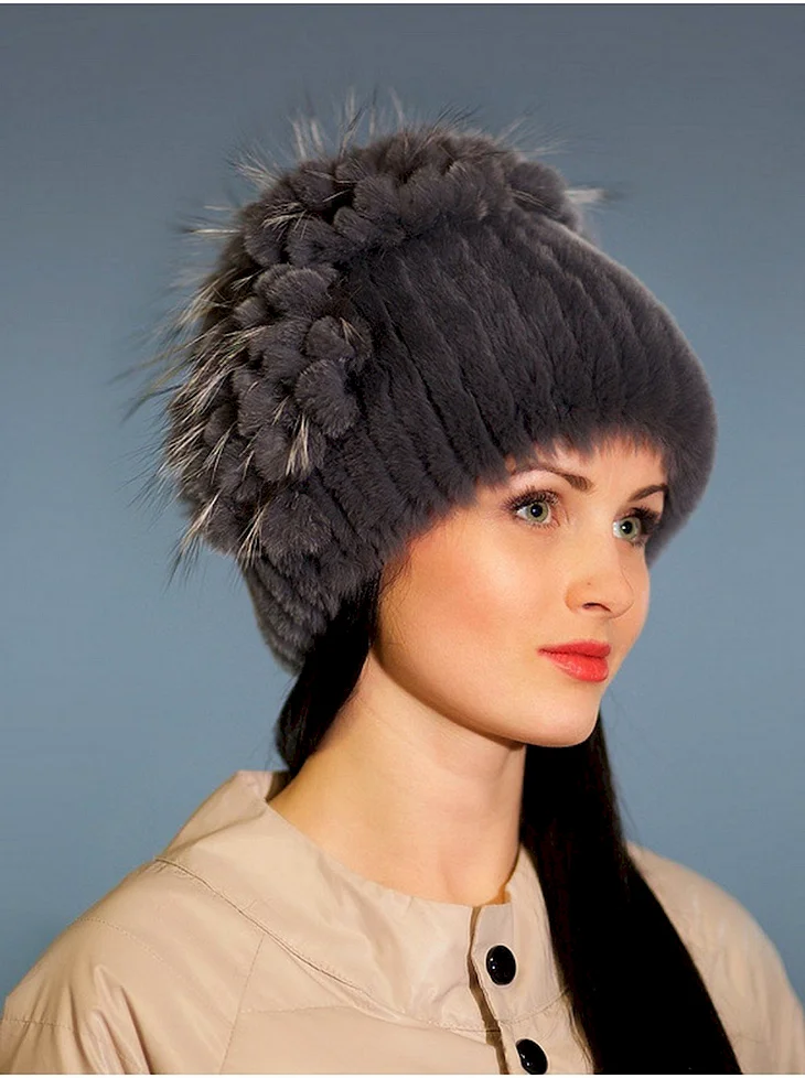 Шапка женская из кролика рекс kr075. На Вальдберис