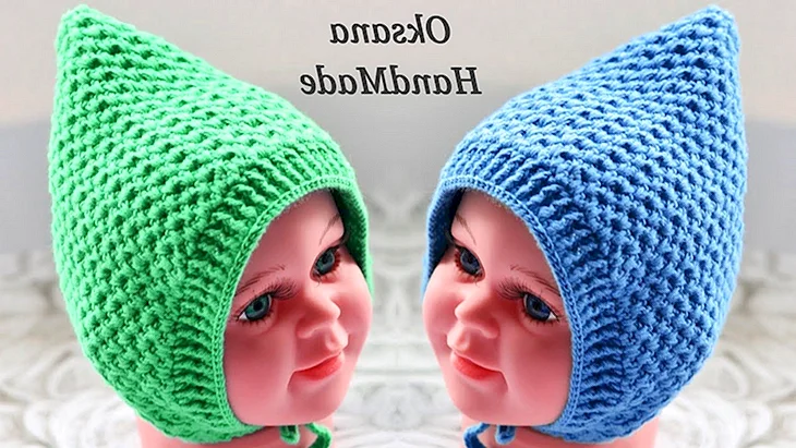 Шапочка Эльф спицами для новорожденных
