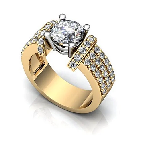 Широкое золотое кольцо с бриллиантами