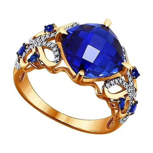 SOKOLOV кольцо из золота с бриллиантом и синими корундами 6012135