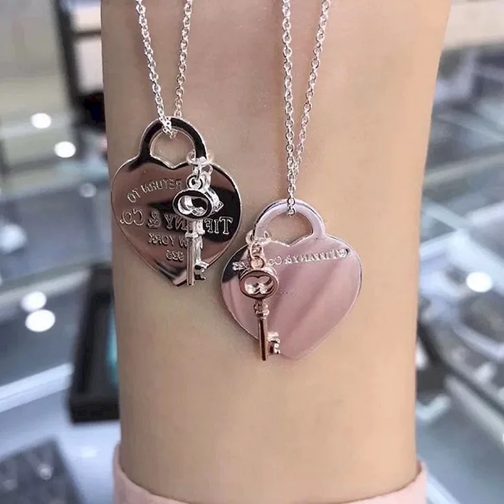 Tiffany Heart Key Pendant серебро