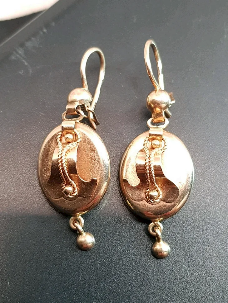 Золотая серьга самовар 585