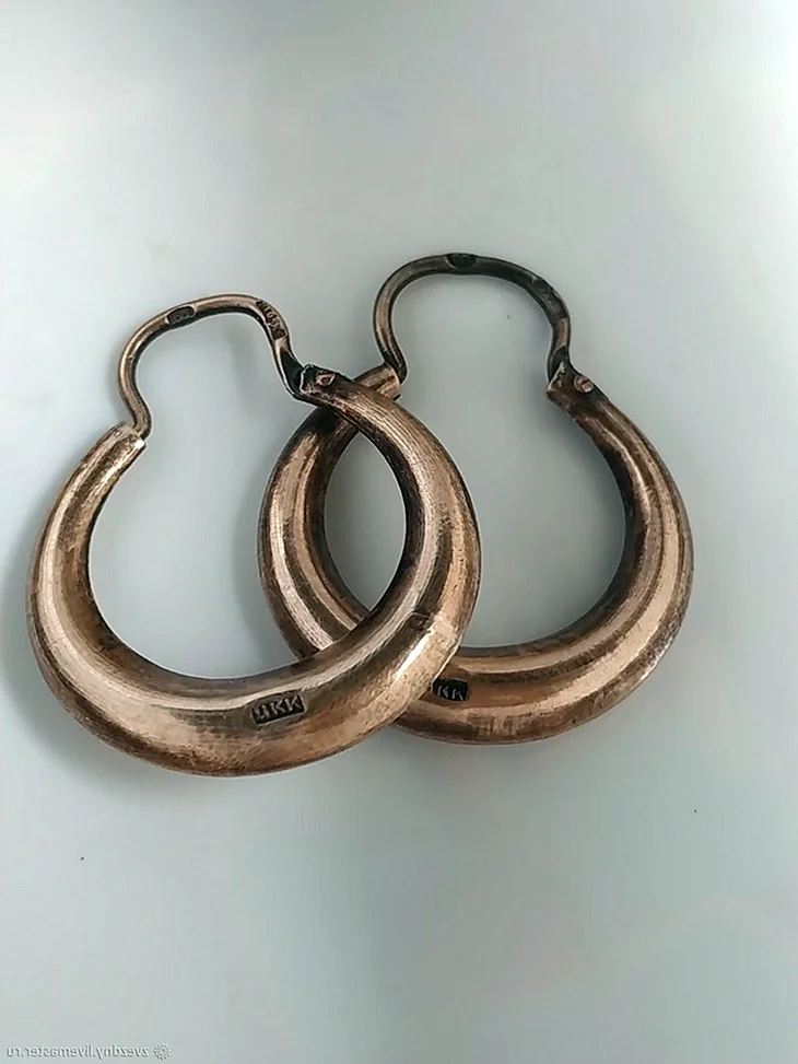 Золотые серьги калачи 585 пробы