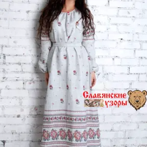 Платье из рогожки в русском стиле
