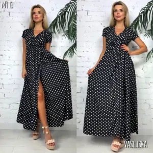 Платье в горошек в пол