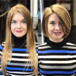 Стрижка до и после женская