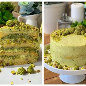 Украшение торта фисташками
