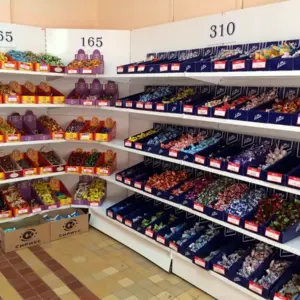 Выкладка конфет в магазине