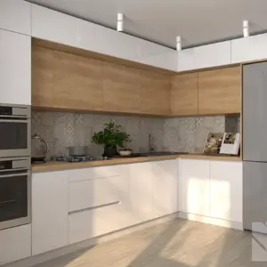 Двухуровневая кухня угловая